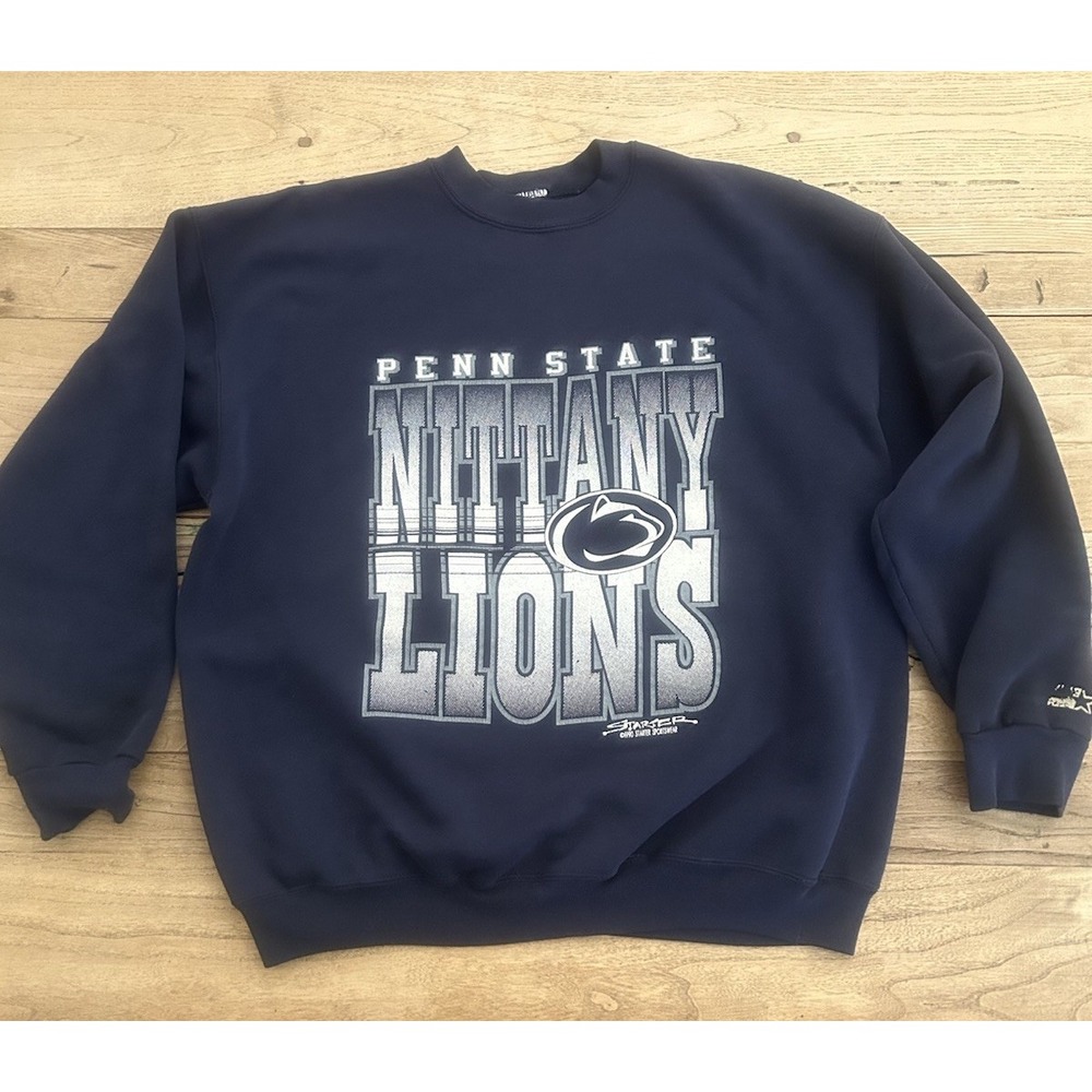 Penn State University Vtg 1990 Starter Sweatshirt Distressed XL Boxy